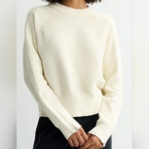 NWT!! Raglan Ottoman Sweater By FLX, W Zipper Sleeve Detail. Size L